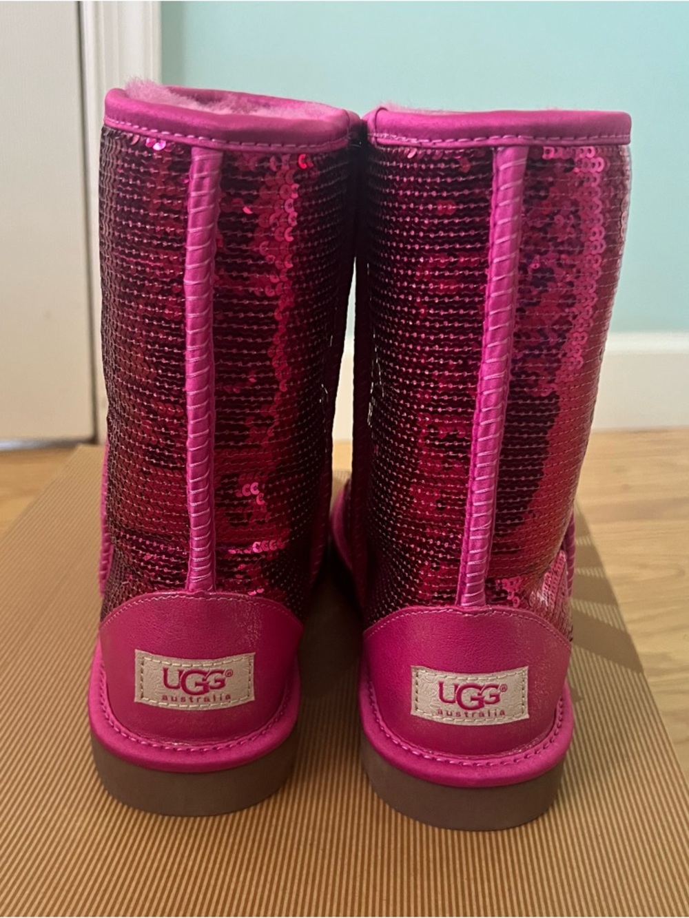 UGG Hot Pink Sequin Short Boots - Picture 2 of 6